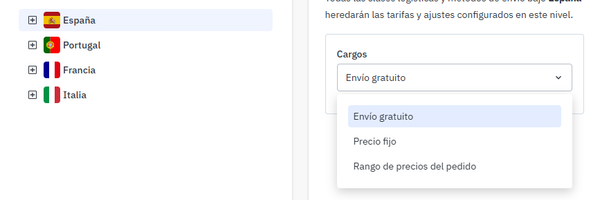 Order shipping amount options by zone