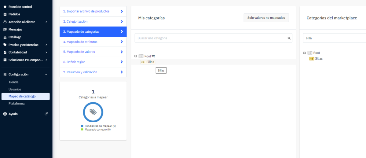 Mapeado de categorías en Mirakl