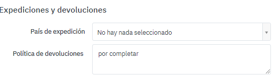 Configuración de cuenta - expediciones y devoluciones